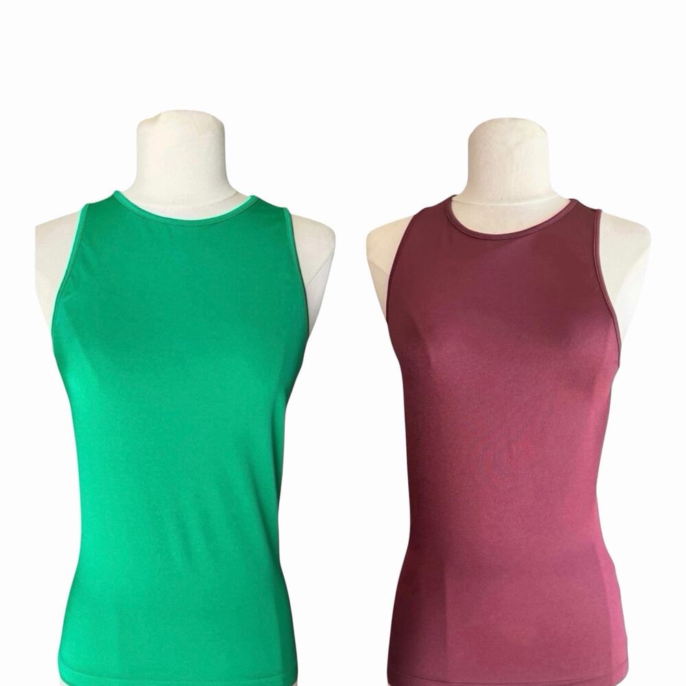 Wolford The Workout Sleeveless Performance Top Bundle XS Green Burgundy NWT